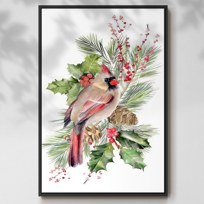 Cardinal Holly Christmas Collection B, H 37 po x l 25 po x P 1,5 po, Noir