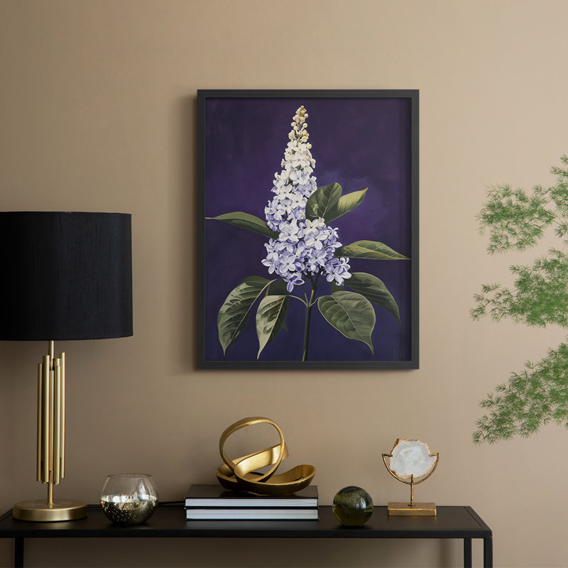 Série FLORAL CCxxix - reproduction encadrée de qualité supérieure - prête à être accrochée - aucun clou requis, Noir