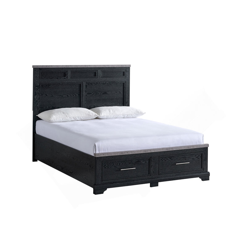Très grand lit (matelas non inclus), noir, Noir, Très grand lit