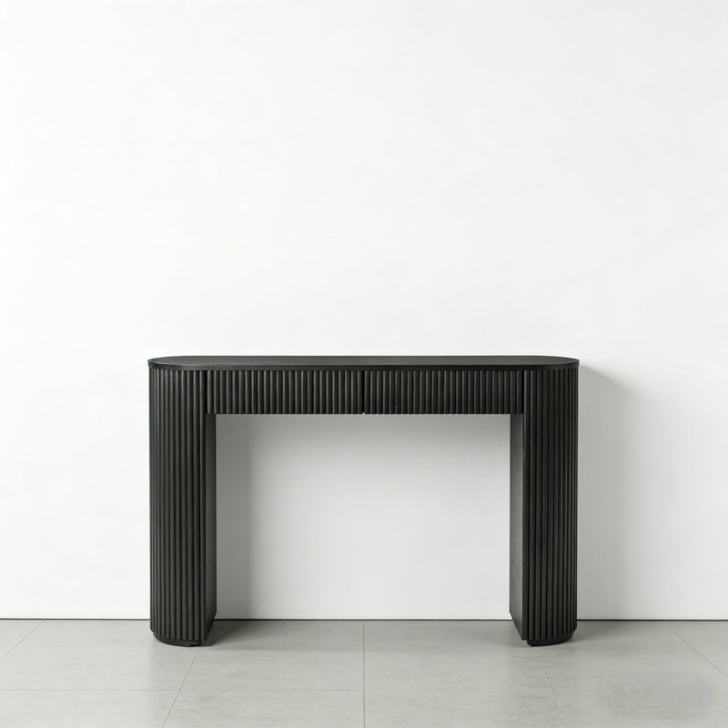 Console rétro avec tiroirs Retro, Noir, H 29,92 po x l 47,24 po x P 11,81 po