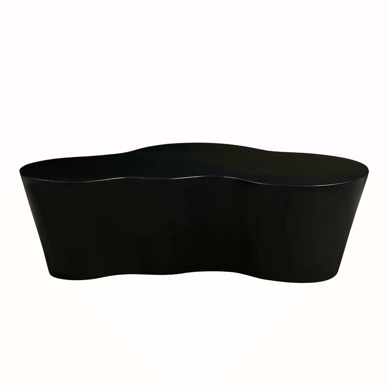 50 Inch Unique Shape Coffee Table Sturdy Fiberglass Tea Table For Living Room, Black