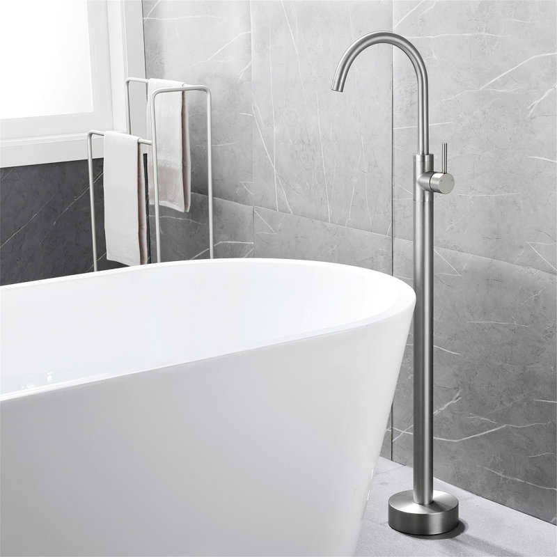 Single Handle Floor Mounted Clawfoot Tub Faucet, Brushed Nickel