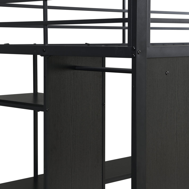Lits multifonctionnels avec rangement, loft moderne en MDF en métal noir pour dortoir