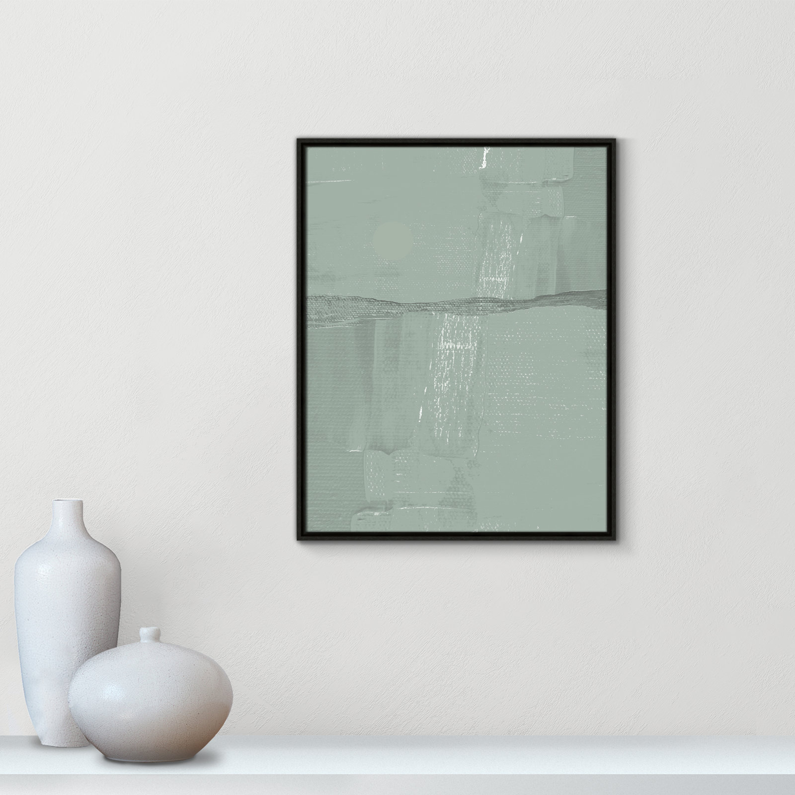 Attica "Sage Abstract" Print, 29.5" H x 23.5" W x 2" D, Espresso