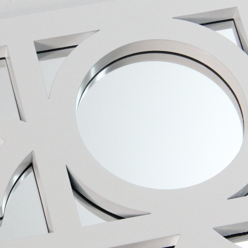 29.5" Framed Geometric Openwork Rectangular Wall Mirror, White