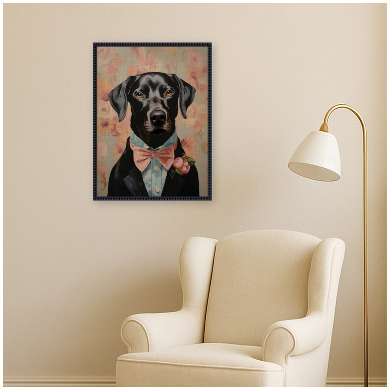 «Regal Portrait of a Black Lab» par The Creative Bunch Studio, reproduction d'art sur toile encadrée