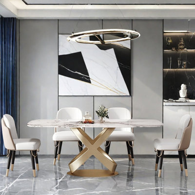 Ensemble de table de salle à manger rectangulaire de luxe de style italien