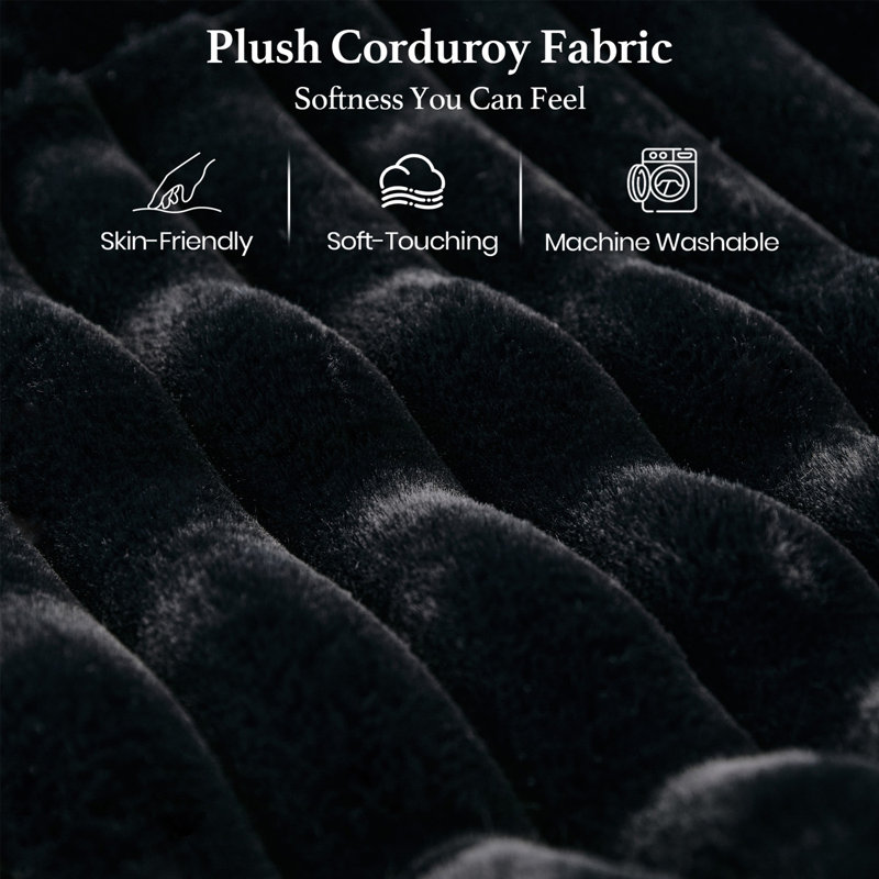 Corner Modular Sofa Set With Storage Soft Upholstery For Living Room, Black Faux Fur