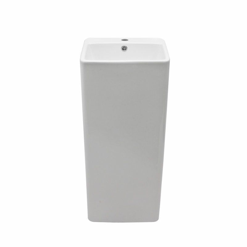 Lavabo sur pied en céramique Classic, lavabo de salle de bain avec trou de drain