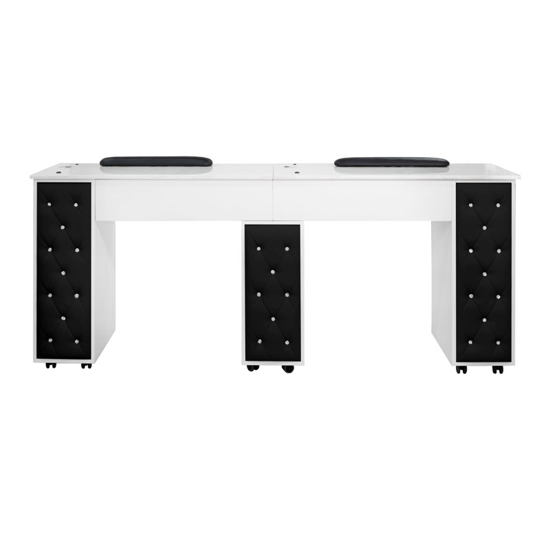 Organisateur de maquillage en bois, Blanc / noir