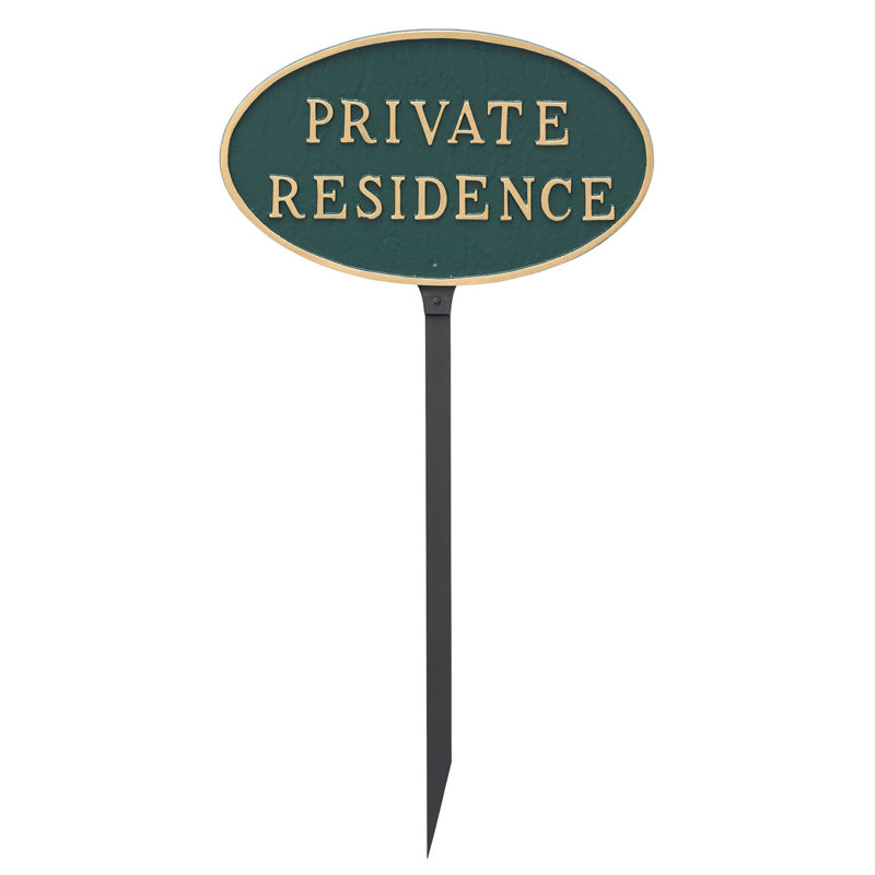 Plaque de jardin ovale de résidence privée, Vert forêt / doré