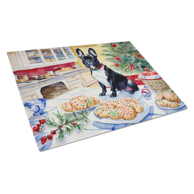 French Bulldog Christmas Cookies Glass Cutting Board