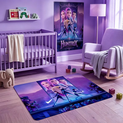 Kpop Demon Hunters Merch Bath Mat for Gils Kids Bathroom Decor, 31.4 x 19.6in Quick Dry Diatomaceous Earth Bath Mat Bathroom Rug
