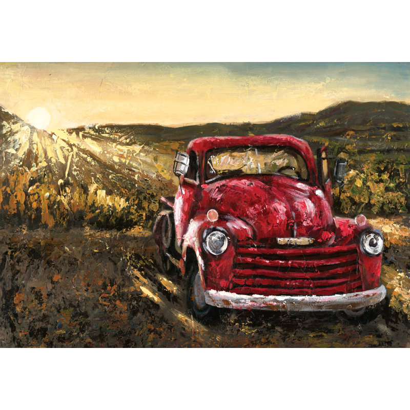 Old Truck And Sunrix - Wrapped Canvas Art Prints, 20cm H x 30cm W