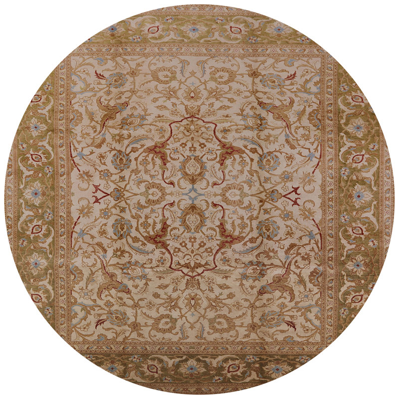 Tapis brun à motif oriental, Rond 8 pi