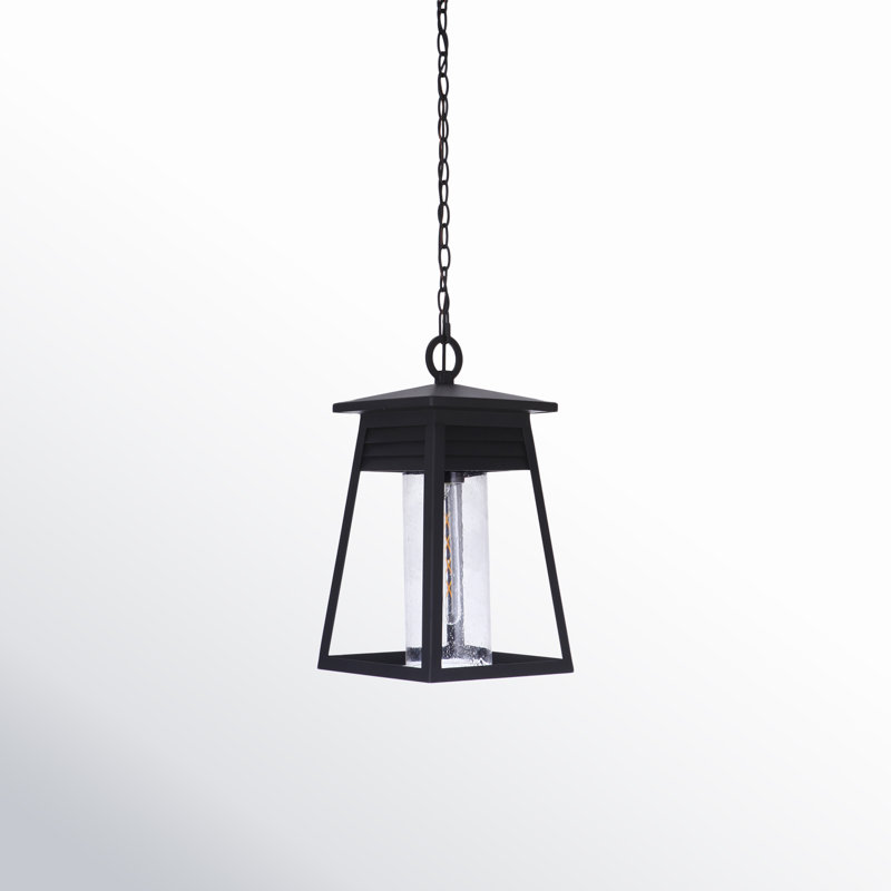 Becca Matte Black 10" Outdoor Pendant with Clear Seeded Glass