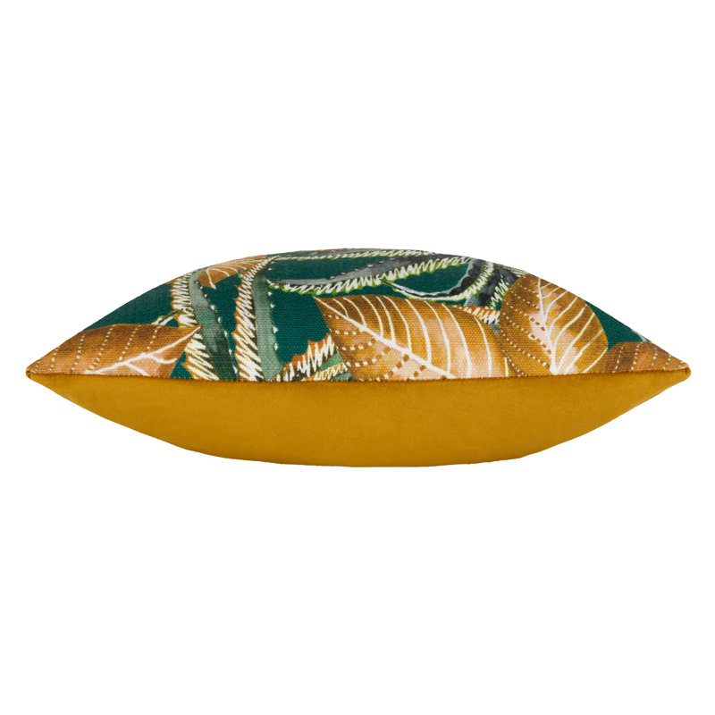 Floral Square Cushion, Emerald, Feather