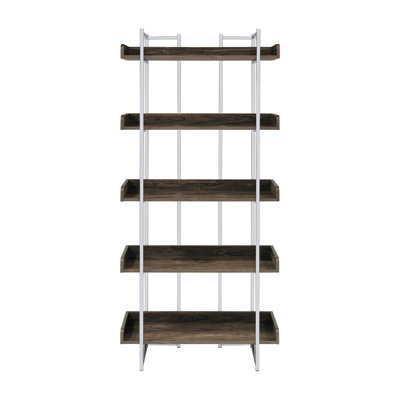 Nesper Walnut and Chrome 5-shelf Bookcase