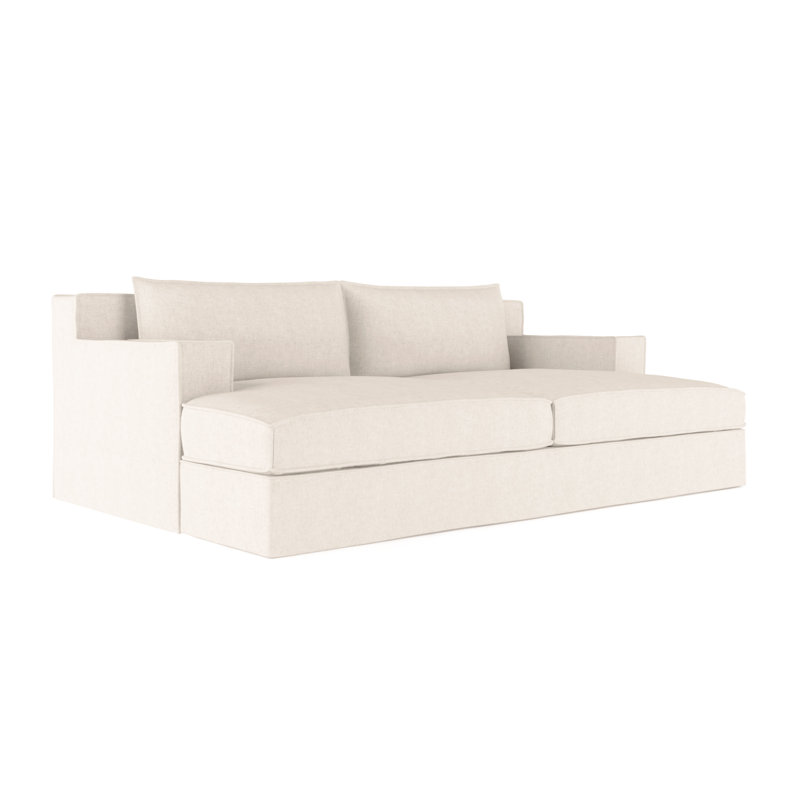 Mulberry Square Track-Arm Daybed with Flange Seam, Vintage Leather Blanc, Natural