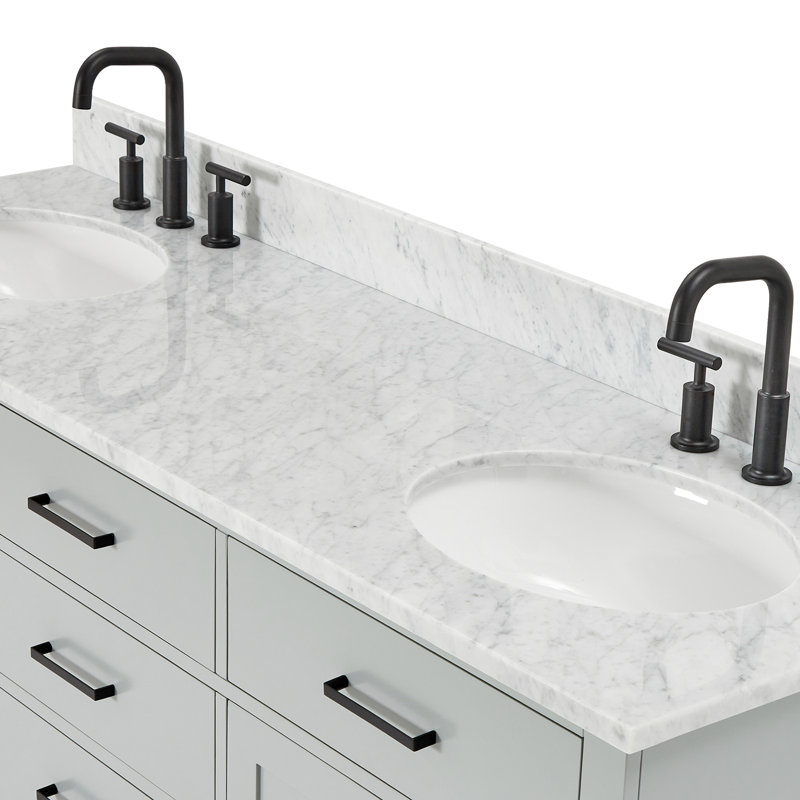 ARIEL HEPBURN 73 IN DOUBLE RECTANGLE SINK VANITY 1,5 IN, 73", Rectangular, Vintage Green