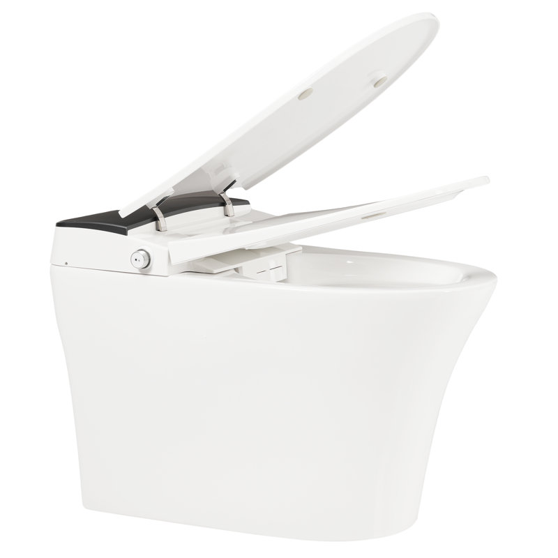 Heated Seat Smart Toilet, Tankless, Automatic Flush, Foot Sensor, Blue Night Light, Soft Close Cover, White