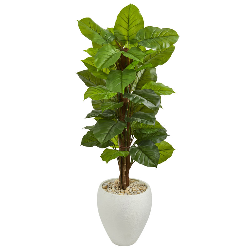 60'' Faux Philodendron Plant in Ceramic Planter