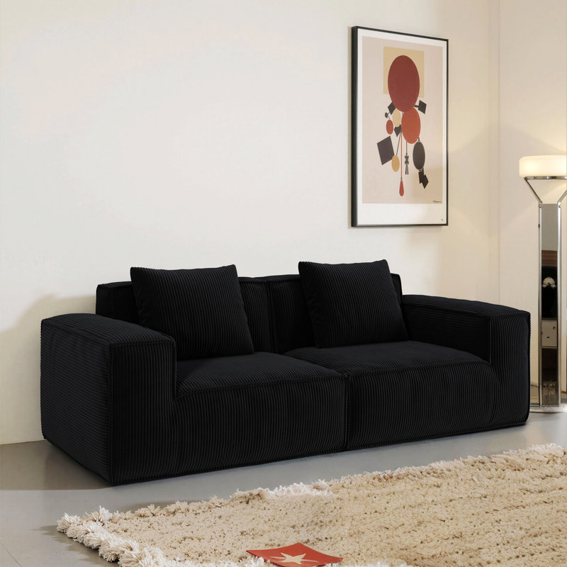 Canapé d'intérieur, canapé rembourré pour le salon, H 28,32 po x l 86,62 po x P 39,42 po, 2, Noir