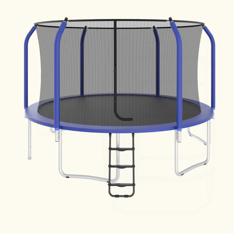 Trampoline durable de 13 pi avec filet de sécurité et cadre thermolaqué, idéal pour s'amuser en famille et faire de l'exercice à l'extérieur.