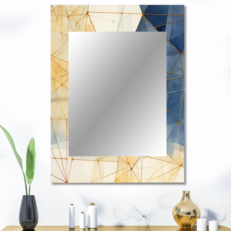 Minimalist Blue and Gold II - Modern Wall Mirror, 40 po x 30 po