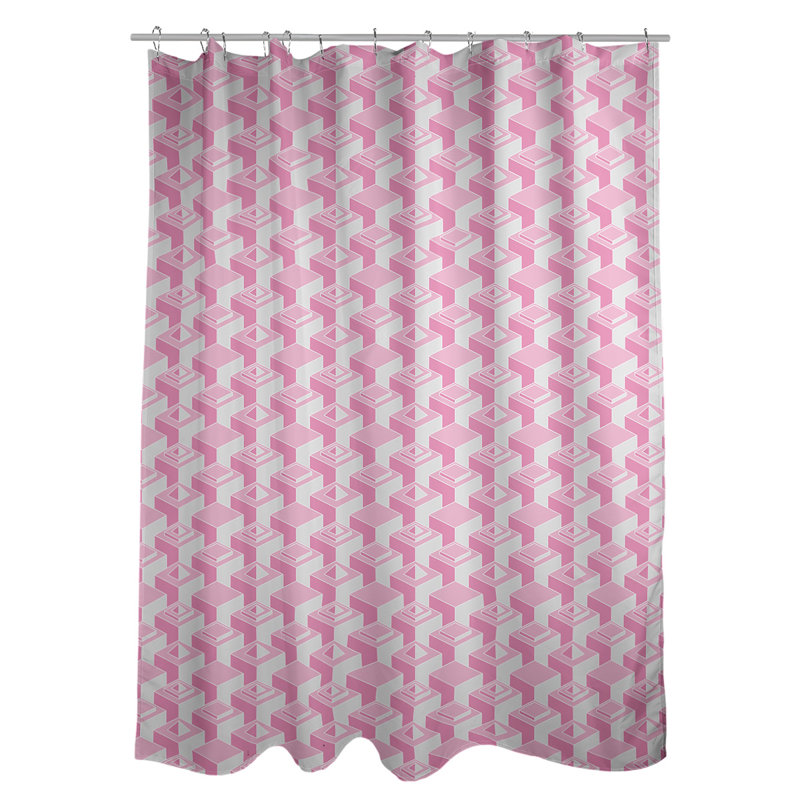 Rideau de douche simple classic skyscrapers, Rose / blanc