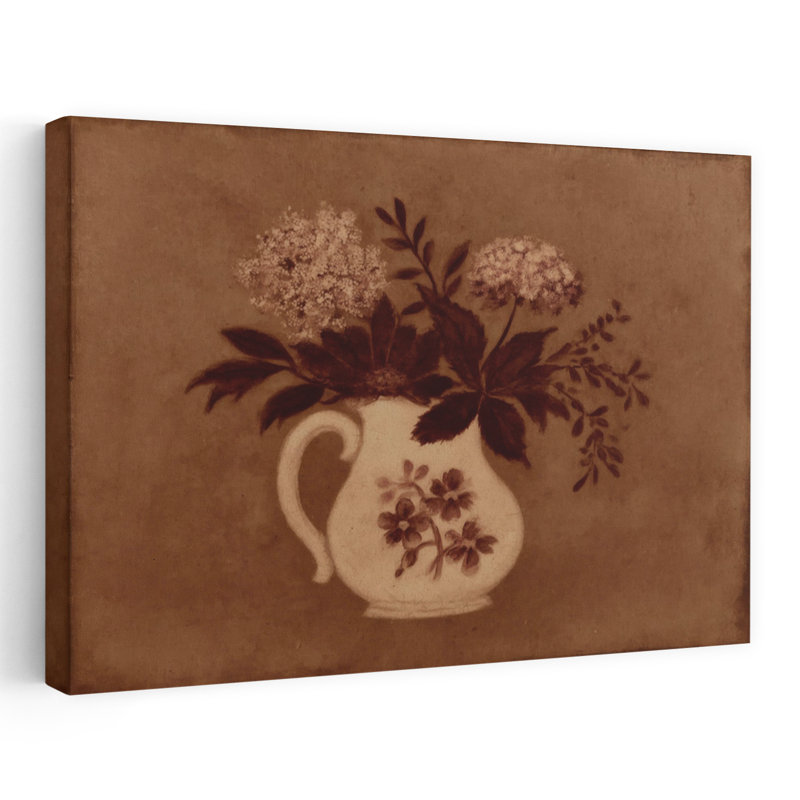 Vase rétro vintage, impression de fleur rustique délicate, nature, 12" H x 18" W