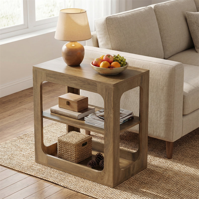 23.62" Farmhouse End Table Set, 3-Tier Side Table with Storage Shelves for Living Room, Bedroom, Set of 2