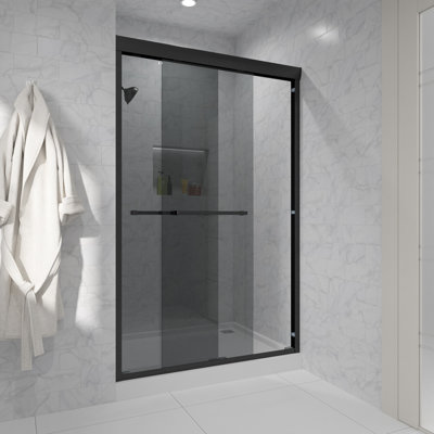 Porte de douche coulissante double en verre trempé l 48 po x H 76 po