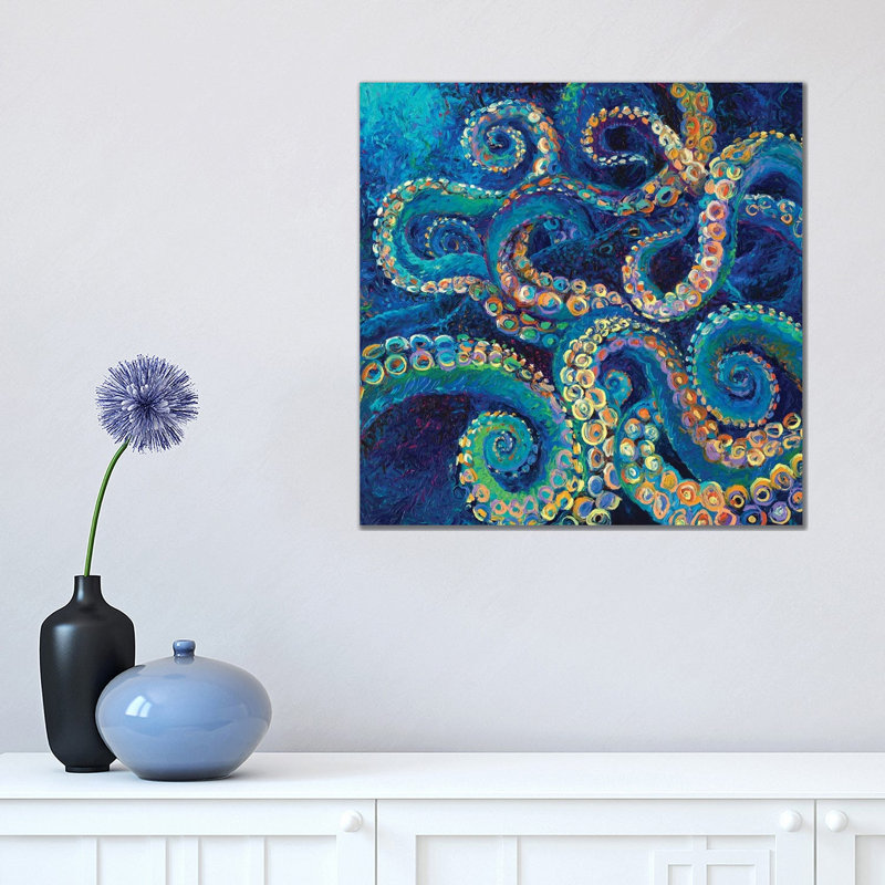Tentacollage II by Iris Scott - Floater Frame Square Print on Canvas, 45.72 cm H x 45.72 cm W x 1.91 cm D, Wrapped Canvas