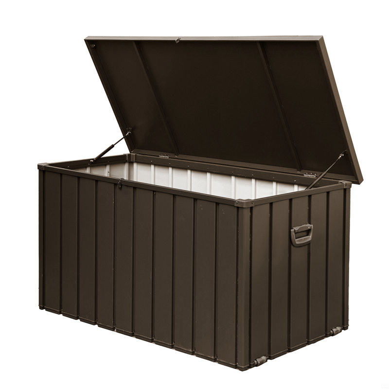 Boîte de rangement extérieure 200 gallons imperméable, Marron foncé, H 33,1 po x l 54,3 po x P 29,2 po