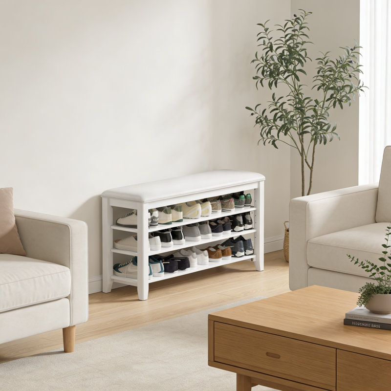Banc d'entrée pour chaussures avec tablettes réglables, H 20,6 po x l 39,4 po x P 11,8 po