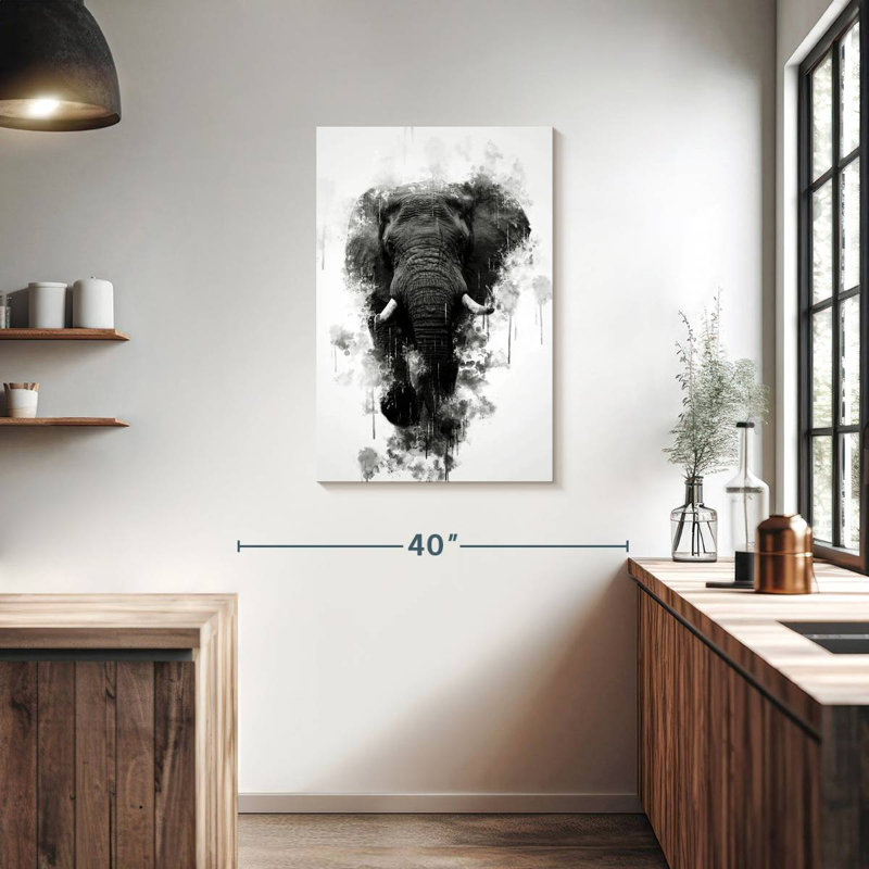 Brampt Mighty Elephant noir et blanc, H 36 po x l 24 po