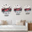 Belle vieille voiture rouge sur fond gris - horloge murale industrielle-1183609696