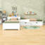 Lit plateforme simple en L avec bureau intégré, lit gigogne simple et tiroirs de rangement-682986250