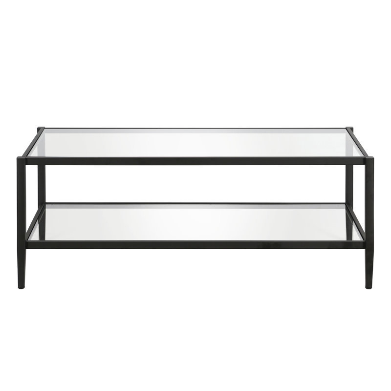 Hera Four Leg Coffee Table with Storage, Blackened Bronze, 43.2 cm H x 114.3 cm W x 50.8 cm D