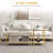 Coffee Tables Set Of 2, 2-Rier Rectangle And Round Coffee Table With Storage Shelves, Faux Marble Top And Steel Frame, Sofa Side Table For Living Room, White