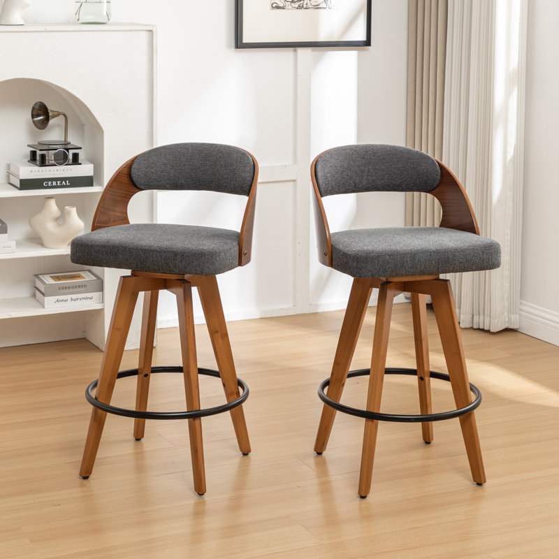 Tabourets pivotants rembourrés Cielito, Gris foncé, Tabouret de comptoir (siège d'une hauteur de 26,7