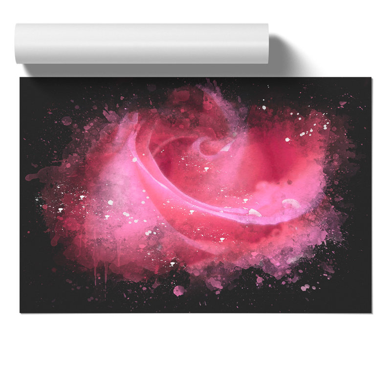 Pink Rose Flower Paint Splash - Frameless Print, 59cm H x 84cm W x 0.1cm D
