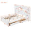 Grand lit en bois avec rangement intégré, tablettes et prises de courant intégrées