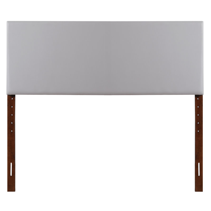 Witham Modern Panel Headboard with Faux Leather, Adjustable Height, Light Gray, Queen