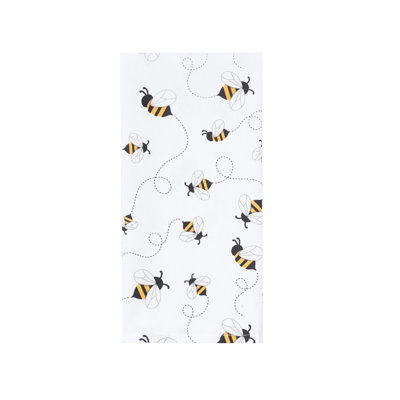 Honey Bee Yellow & Black Plaid Pattern Spring Summer Cotton Kitchen Dishtowels Set of 2