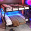 Lit superposé double au-dessus de double, lit superposé en métal avec tablettes de rangement et lumières