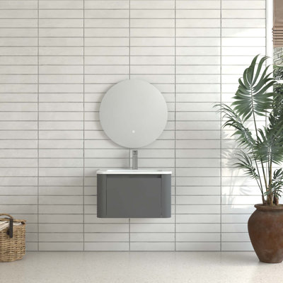 24" Wall Mounted Bathroom Vanity With Basin Floating Vanity Drawer Bathroom Cabinet With Ceramic Integrated Basin