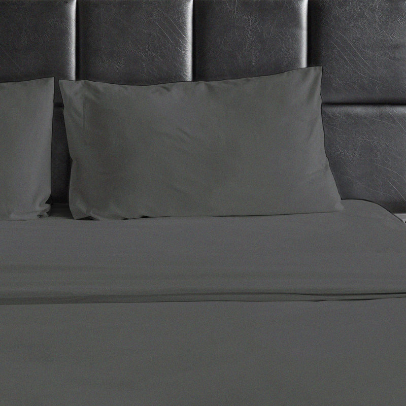Ensemble de draps en micro-fibre, Gris, Ensemble de draps pour lit simple avec un drap-hou