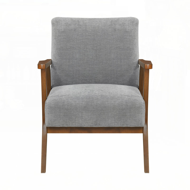 Fauteuil d'appoint contemporain et durable avec revêtement en chenille douce et structure en bois d'hévéa massif pour le salon